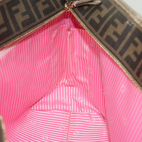 FENDI Zucca Canvas Tote Bag PVC Brown Black Auth BA3024