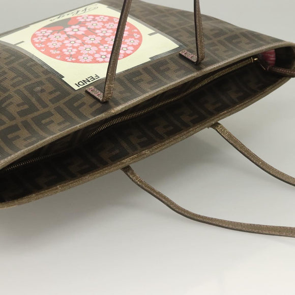 FENDI Zucca Canvas Tote Bag PVC Brown Black Auth BA3024