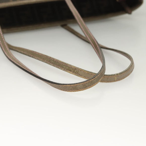 FENDI Zucca Canvas Tote Bag PVC Brown Black Auth BA3024