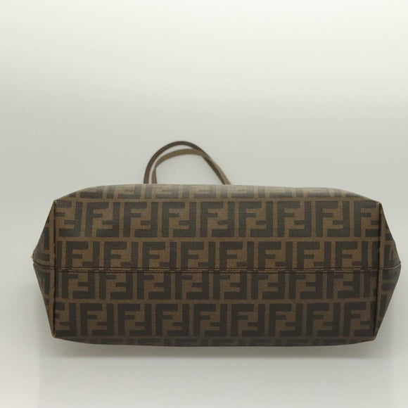 FENDI Zucca Canvas Tote Bag PVC Brown Black Auth BA3024