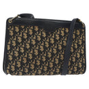 Christian Dior Trotter Canvas Shoulder Bag Navy Gold Auth BA3029-1