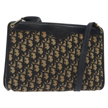 Christian Dior Trotter Canvas Shoulder Bag Navy Gold Auth BA3029