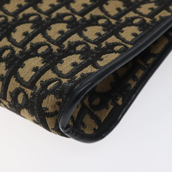Christian Dior Trotter Canvas Shoulder Bag Navy Gold Auth BA3029