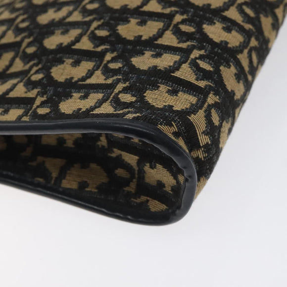 Christian Dior Trotter Canvas Shoulder Bag Navy Gold Auth BA3029