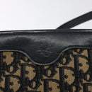 Christian Dior Trotter Canvas Shoulder Bag Navy Gold Auth BA3029-17