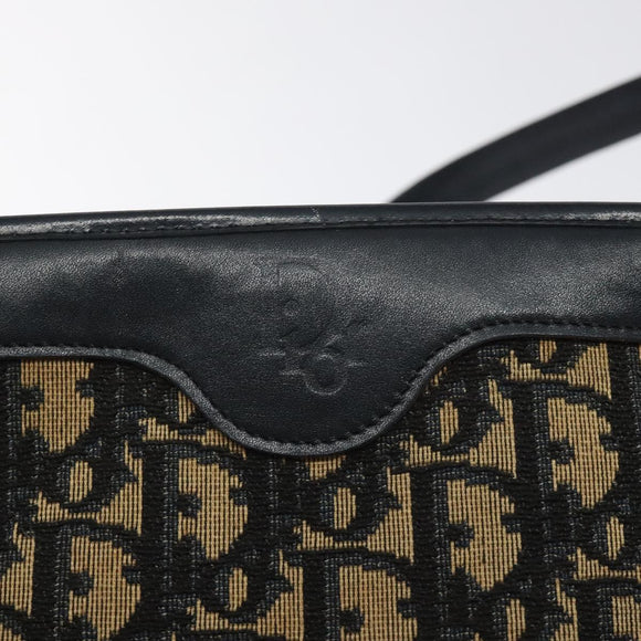 Christian Dior Trotter Canvas Shoulder Bag Navy Gold Auth BA3029