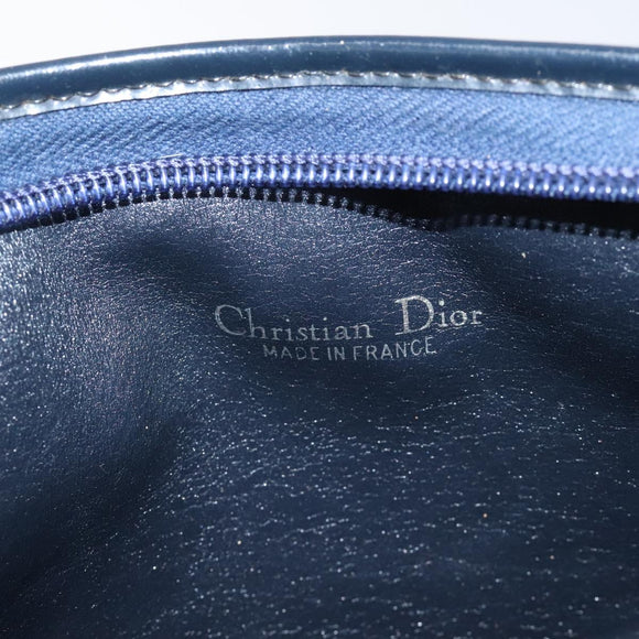 Christian Dior Trotter Canvas Shoulder Bag Navy Gold Auth BA3029