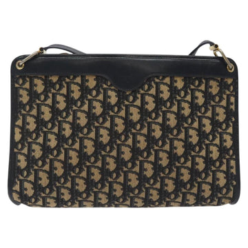 Christian Dior Trotter Canvas Shoulder Bag Navy Gold Auth BA3029 - 0