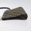 Christian Dior Trotter Canvas Shoulder Bag Navy Gold Auth BA3029-5