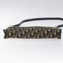 Christian Dior Trotter Canvas Shoulder Bag Navy Gold Auth BA3029-9