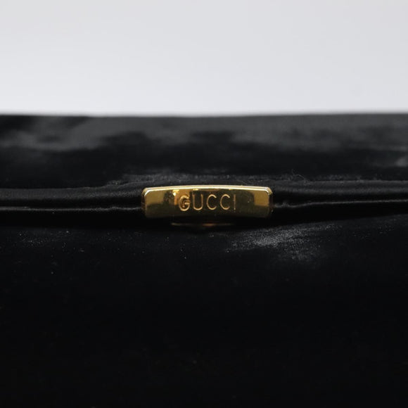 GUCCI Shoulder Bag Velor Black Gold Auth BA3030