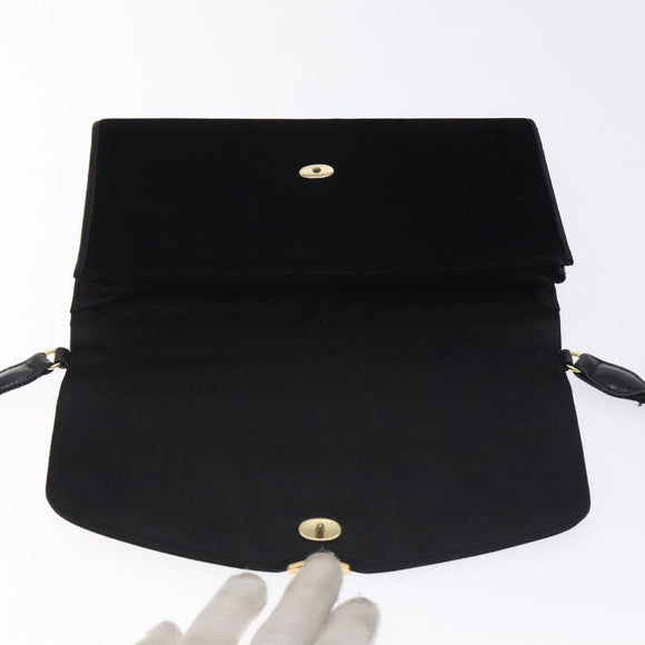 GUCCI Shoulder Bag Velor Black Gold Auth BA3030