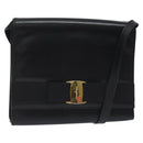 Salvatore Ferragamo Vala Shoulder Bag Leather Black Gold Auth BA3031-1