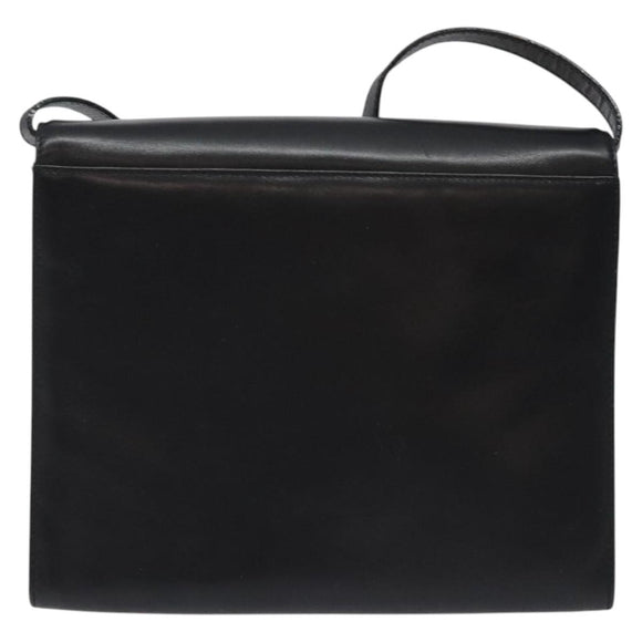 Salvatore Ferragamo Vala Shoulder Bag Leather Black Gold Auth BA3031