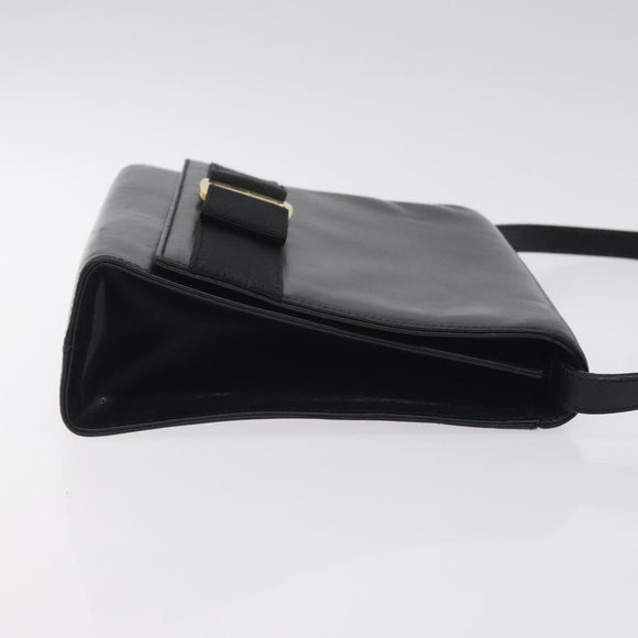 Salvatore Ferragamo Vala Shoulder Bag Leather Black Gold Auth BA3031