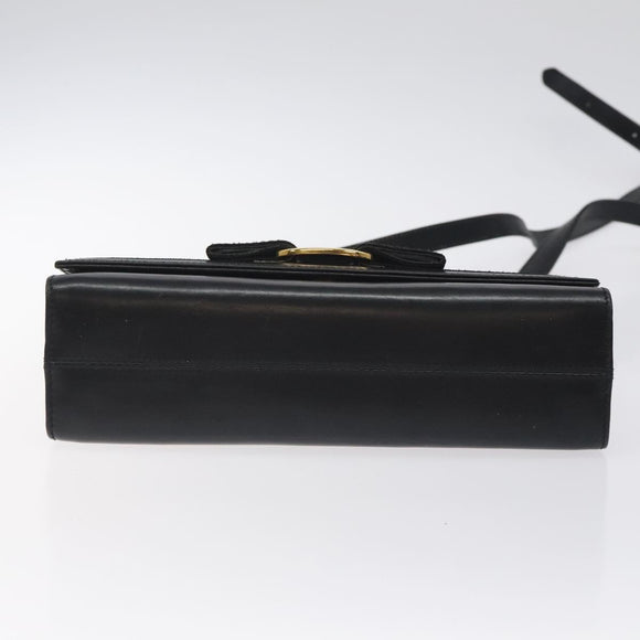 Salvatore Ferragamo Vala Shoulder Bag Leather Black Gold Auth BA3031