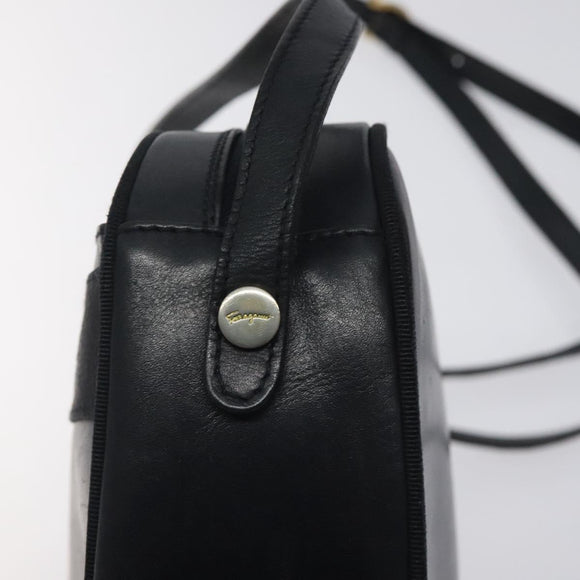 Salvatore Ferragamo Vala Shoulder Bag Leather Navy Gold Auth BA3032