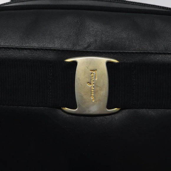 Salvatore Ferragamo Vala Shoulder Bag Leather Navy Gold Auth BA3032