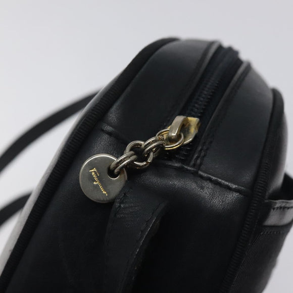 Salvatore Ferragamo Vala Shoulder Bag Leather Navy Gold Auth BA3032