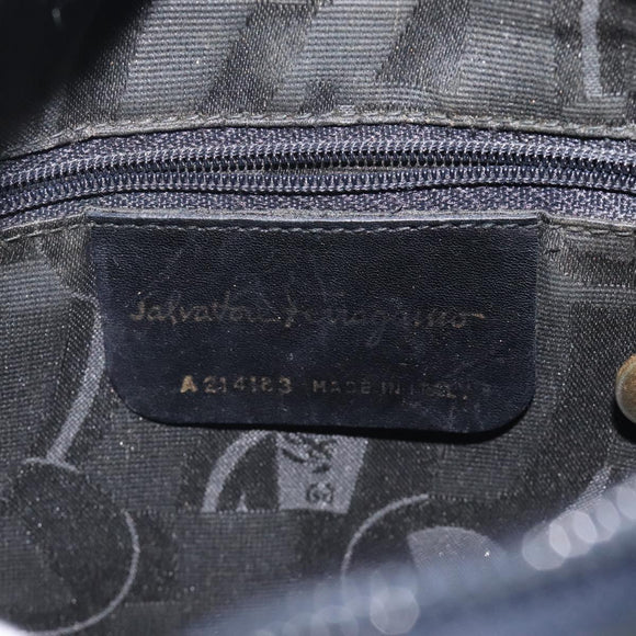 Salvatore Ferragamo Vala Shoulder Bag Leather Navy Gold Auth BA3032