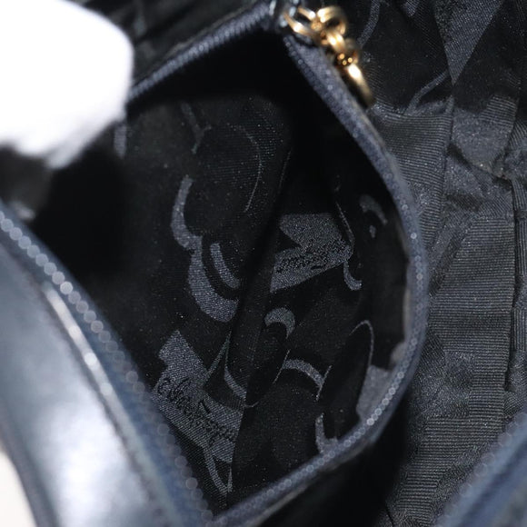 Salvatore Ferragamo Vala Shoulder Bag Leather Navy Gold Auth BA3032