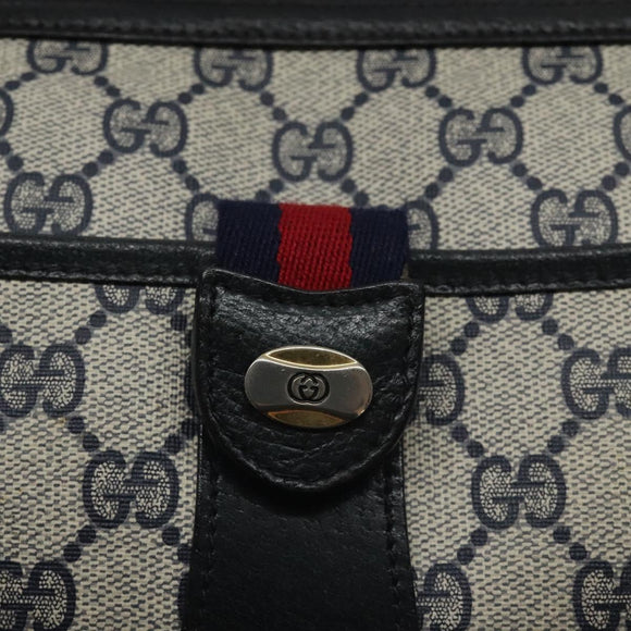 GUCCI GG Supreme Sherry Line Shoulder Bag PVC Navy Gold 89 02 032 Auth BA3033