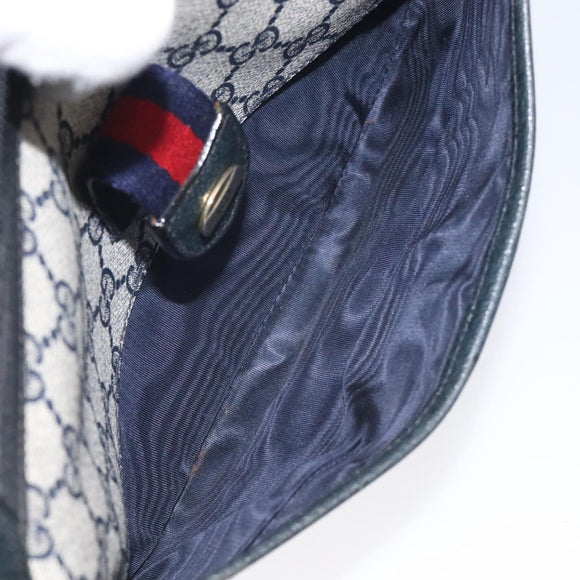 GUCCI GG Supreme Sherry Line Shoulder Bag PVC Navy Gold 89 02 032 Auth BA3033