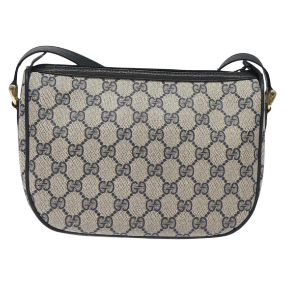 GUCCI GG Supreme Sherry Line Shoulder Bag PVC Navy Gold 89 02 032 Auth BA3033