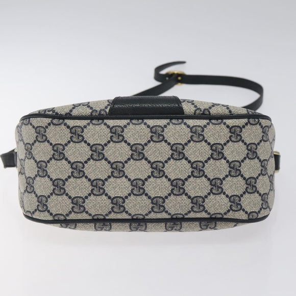 GUCCI GG Supreme Sherry Line Shoulder Bag PVC Navy Gold 89 02 032 Auth BA3033