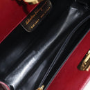 Salvatore Ferragamo Gancini Chain Shoulder Bag Leather Red Gold Auth BA3037-10