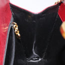 Salvatore Ferragamo Gancini Chain Shoulder Bag Leather Red Gold Auth BA3037-19