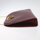 Salvatore Ferragamo Gancini Chain Shoulder Bag Leather Red Gold Auth BA3037-4