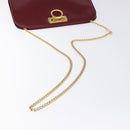Salvatore Ferragamo Gancini Chain Shoulder Bag Leather Red Gold Auth BA3037-7