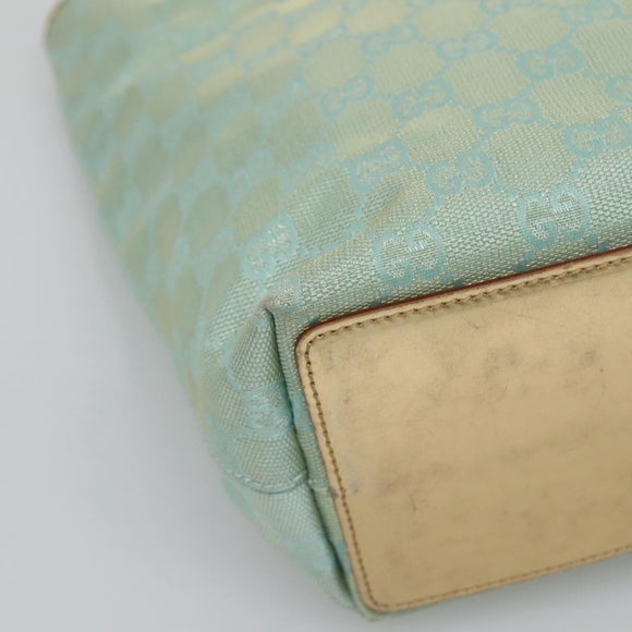 GUCCI GG Canvas Tote Bag Light Blue Gold 002 1099 Auth BA3043