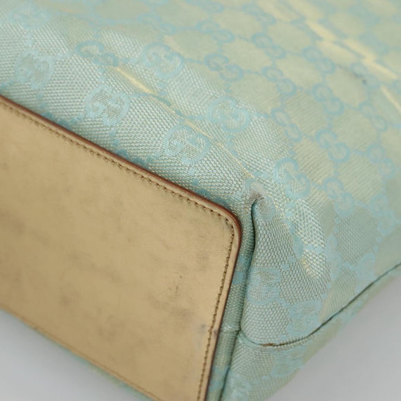 GUCCI GG Canvas Tote Bag Light Blue Gold 002 1099 Auth BA3043