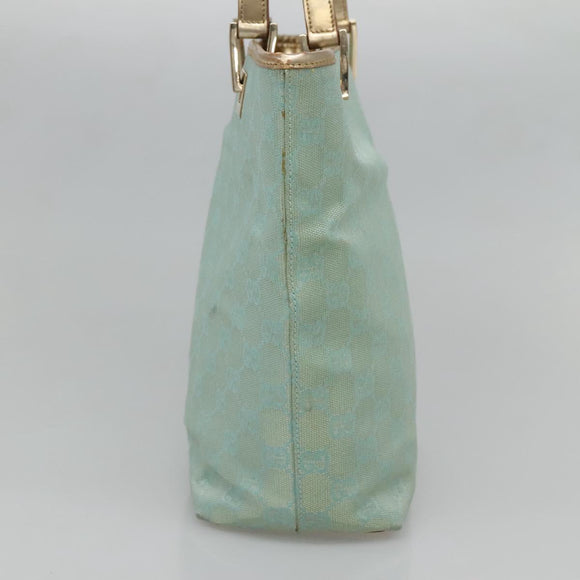 GUCCI GG Canvas Tote Bag Light Blue Gold 002 1099 Auth BA3043