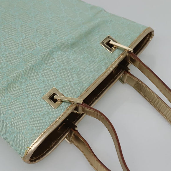 GUCCI GG Canvas Tote Bag Light Blue Gold 002 1099 Auth BA3043