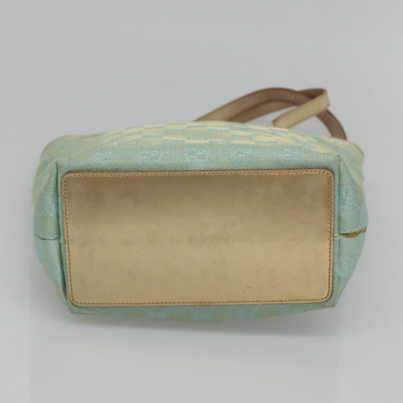 GUCCI GG Canvas Tote Bag Light Blue Gold 002 1099 Auth BA3043