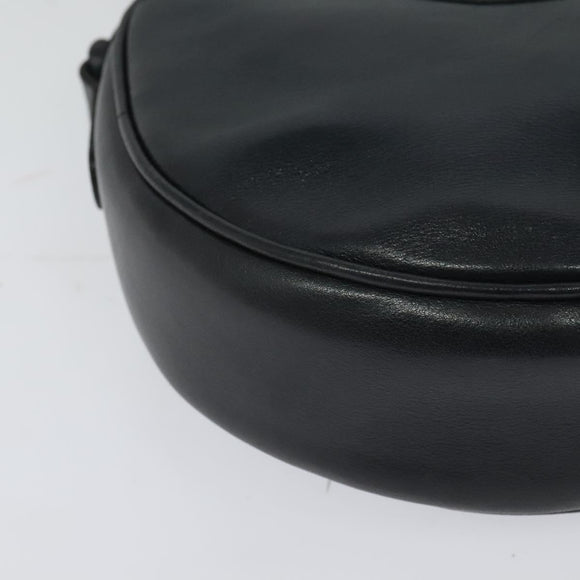 CELINE Shoulder Bag Leather Navy Gold Auth BA3082