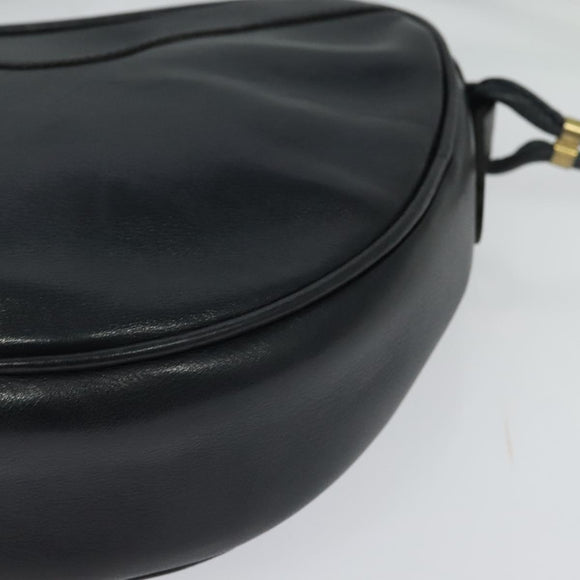 CELINE Shoulder Bag Leather Navy Gold Auth BA3082