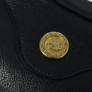 CELINE Shoulder Bag Leather Navy Gold Auth BA3082-14
