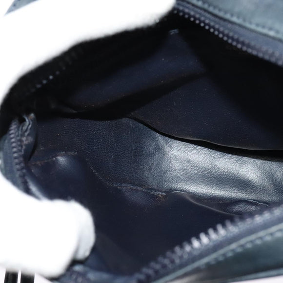 CELINE Shoulder Bag Leather Navy Gold Auth BA3082