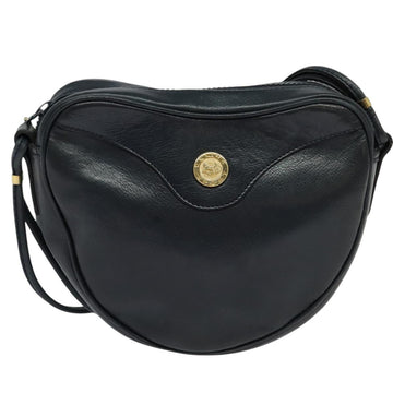 CELINE Shoulder Bag Leather Navy Gold Auth BA3082 - 0