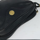 CELINE Shoulder Bag Leather Navy Gold Auth BA3082-6