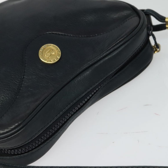 CELINE Shoulder Bag Leather Navy Gold Auth BA3082