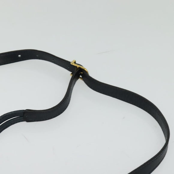 CELINE Shoulder Bag Leather Navy Gold Auth BA3082