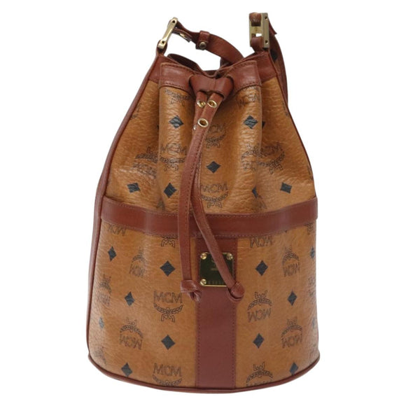 MCM Logogram Vicetos Shoulder Bag PVC Leather Brown Gold Auth BA3084