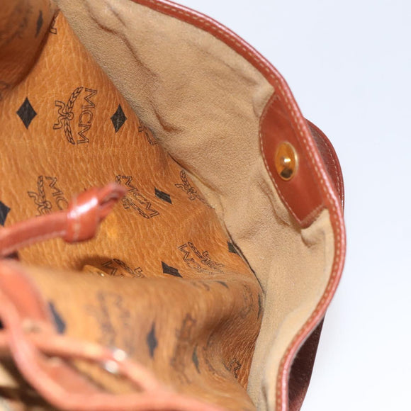 MCM Logogram Vicetos Shoulder Bag PVC Leather Brown Gold Auth BA3084