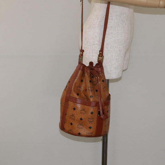 MCM Logogram Vicetos Shoulder Bag PVC Leather Brown Gold Auth BA3084