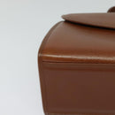 Burberrys Hand Bag Leather 2way Brown Gold Auth BA3086-9